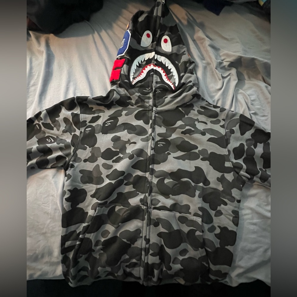 Used BAPE Shark Hoodie - ABC Black Camo - M